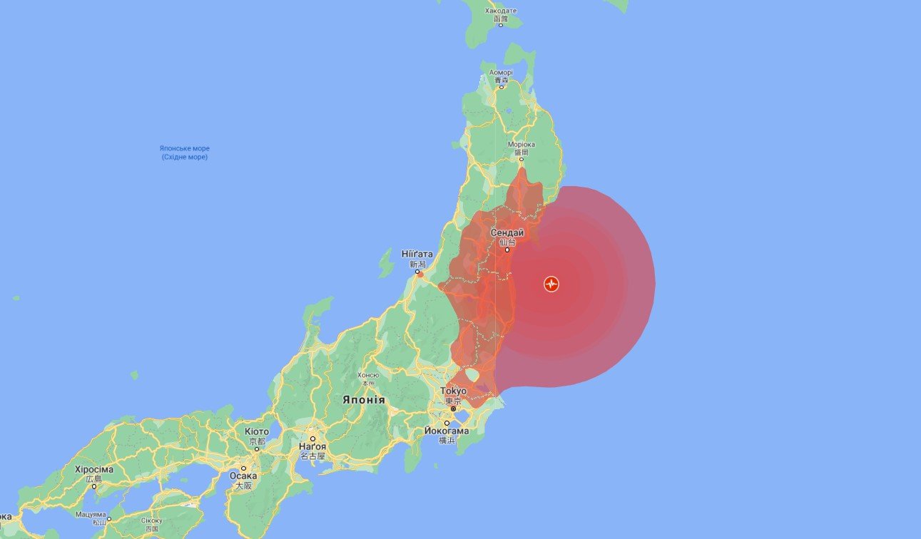 Карта землетрясений в японии